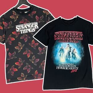 Lot of 2 Stranger Things T-Shirts H&M & Universal Studios Halloween‎ XS/S
